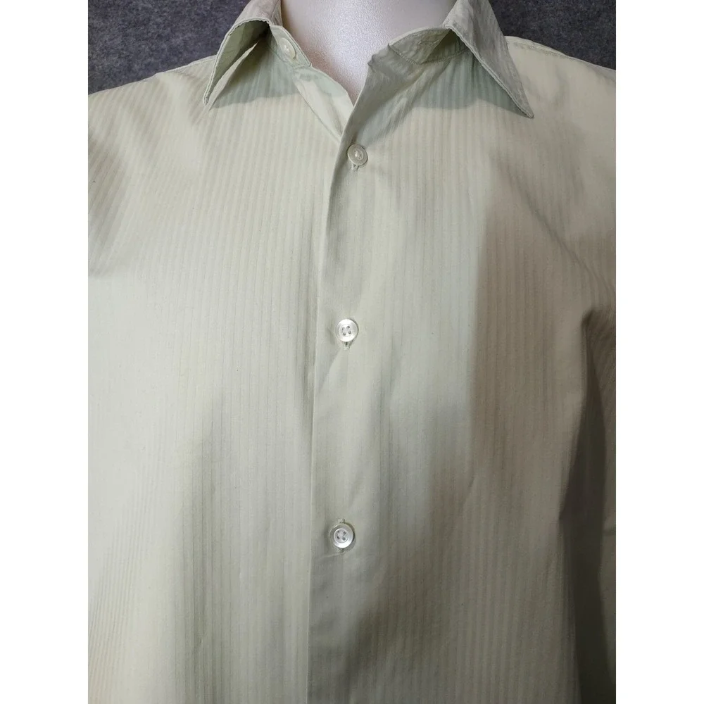 Banana Republic Shirt Mens Large Norm Core Light Green Classic Fit Stripe Office